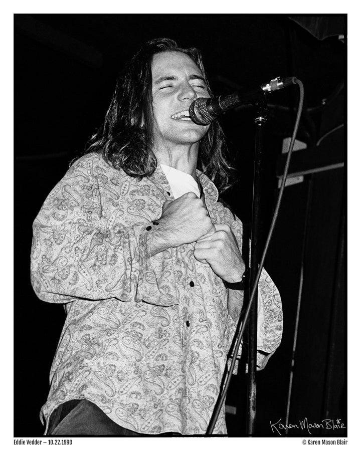 Pearl Jam, Eddie Vedder photo 8x10 signed by Karen - old school promo - 10.22.1990